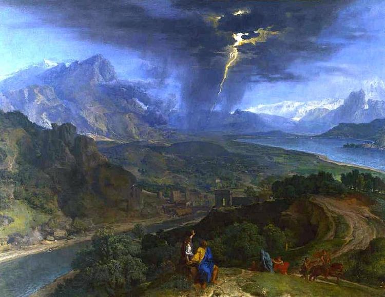 Jean Francois Millet Mountain Landscape with Lightning France oil painting art